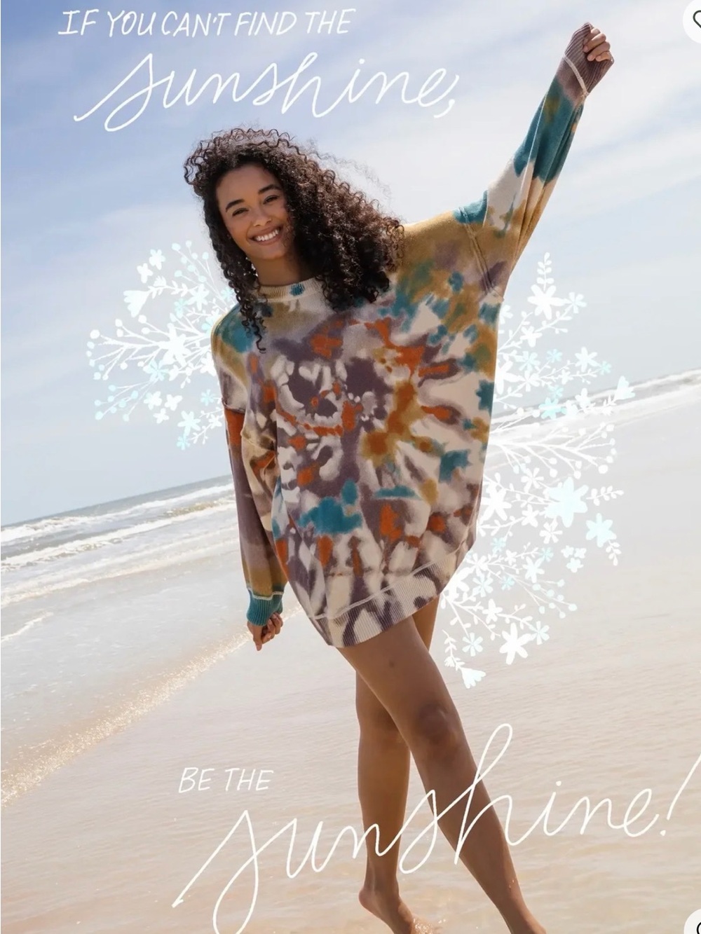 🔘NATURAL LIFE “Taylor” Multicolor Tie-Dye Oversized Sweater - Picture 2 of 4